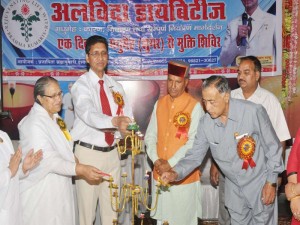 Candle lighting by B.k Sheela,Dr.Shrimant & Chief guest Sh.Ramswroop (mla)